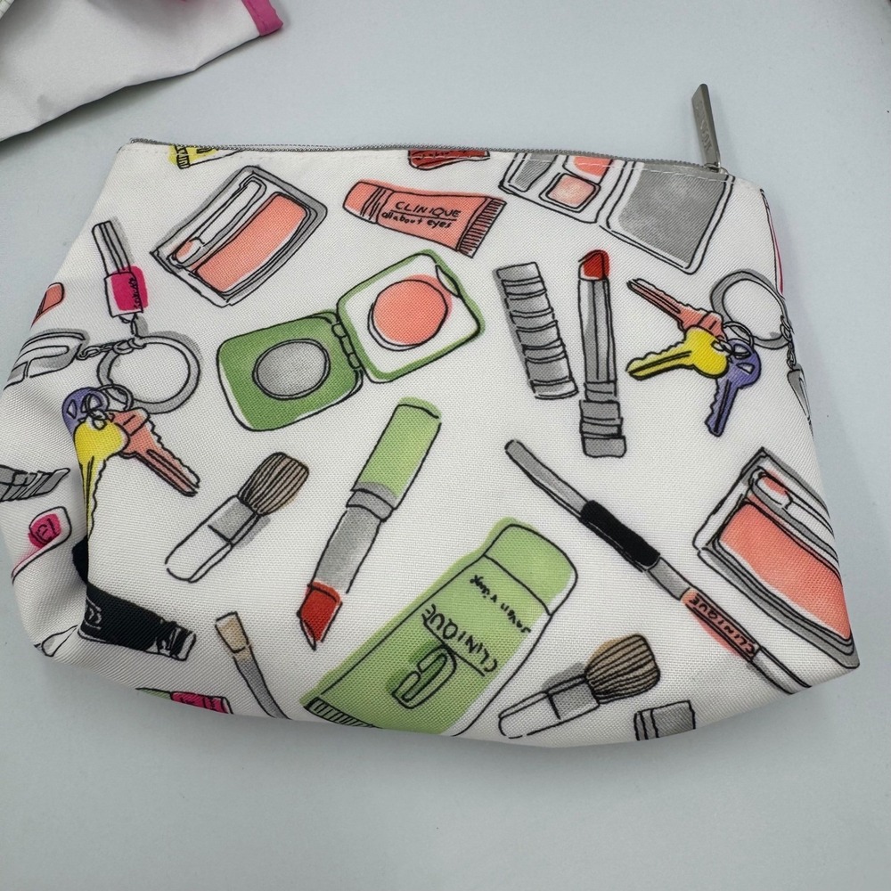 Clinique Cosmetic Bag Bundle Women Multicolor Floral Makeup Shopping Print - Picture 5 of 11